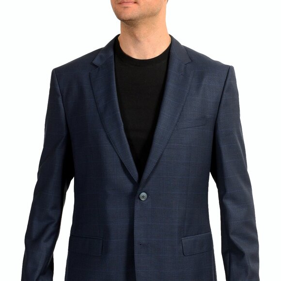 Hugo Boss Men's "C-Jeys1" 100% Wool Plaid Two Button Blazer US 44L IT 54L - Picture 1 of 7